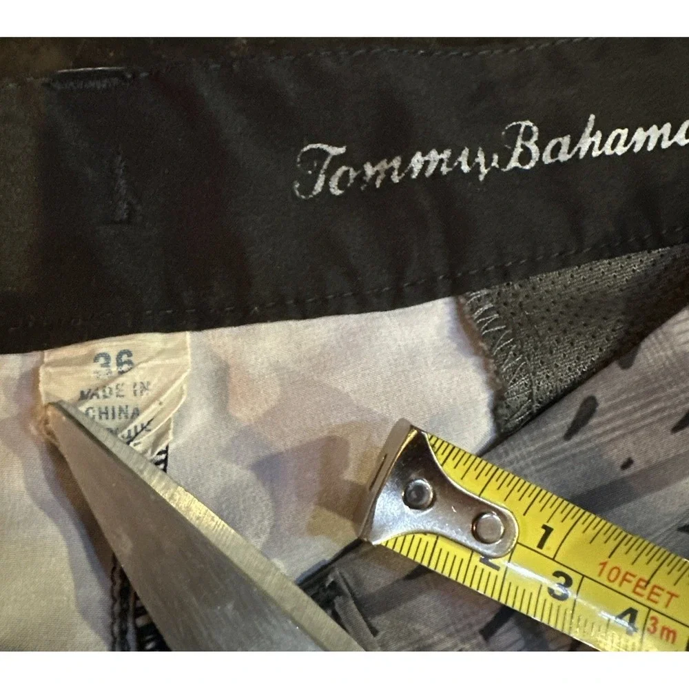 Tommy Bahama Mens Hybrid Board Shorts 36 Grey Tropical Palm Leaf Plaid Swim Surf